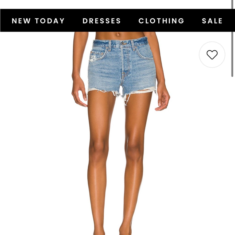 GRLFRND Blue Distressed Jean Shorts High-Waisted